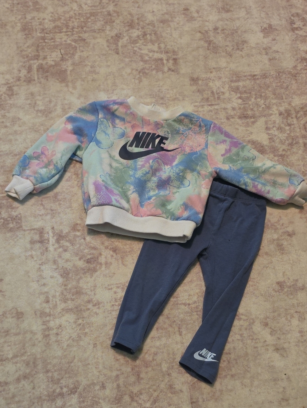 Nike Pastel Tie-Dye Sweatshirt with Navy Leggings